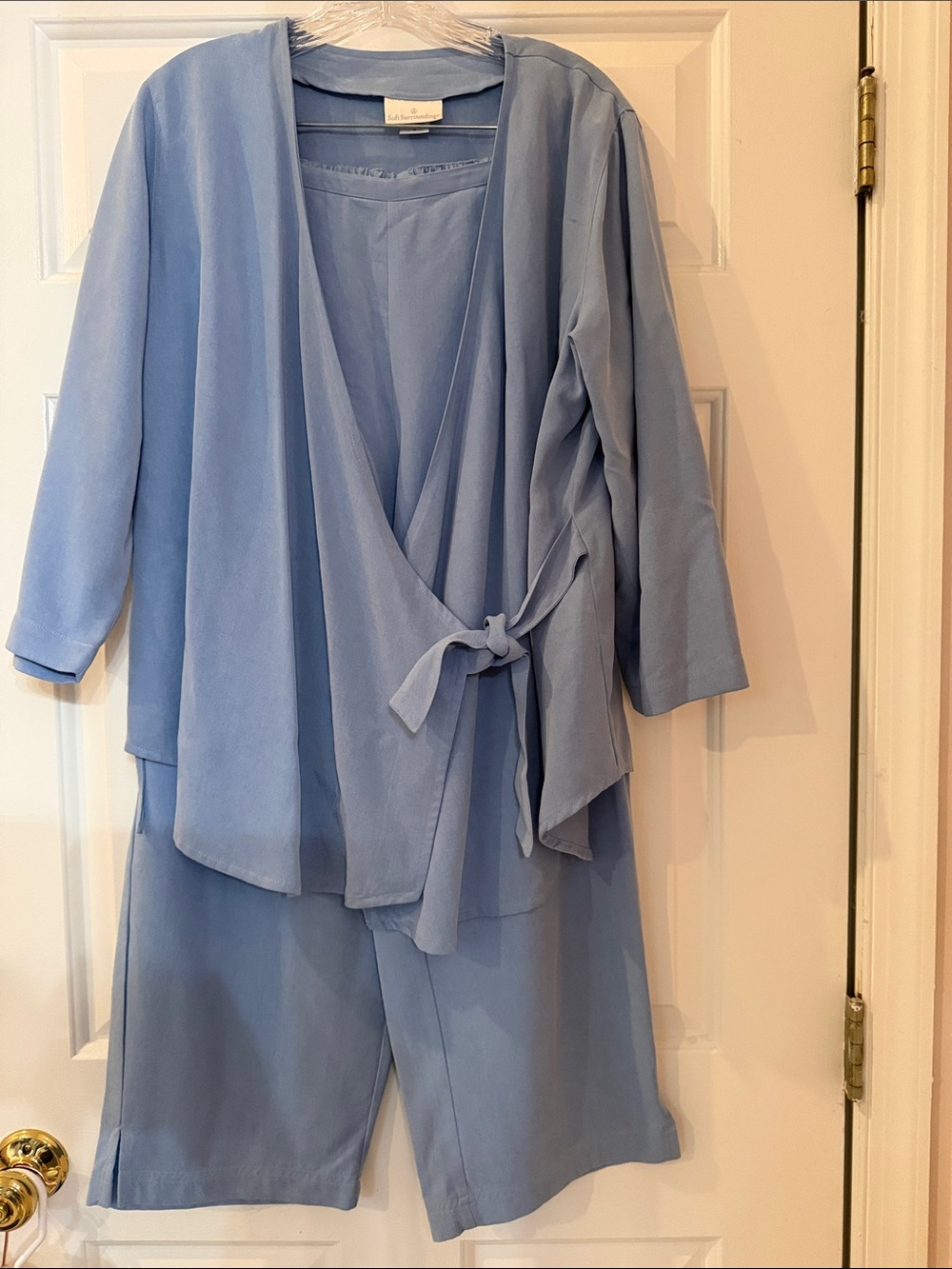 Soft Surroundings Light Blue Wrap Top and Relaxed Pants Set